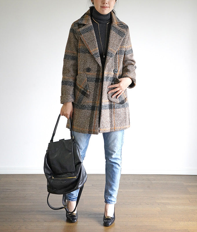 Check pattern double coat