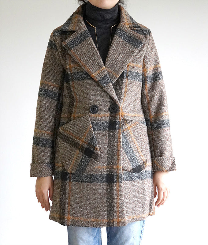 Check pattern double coat