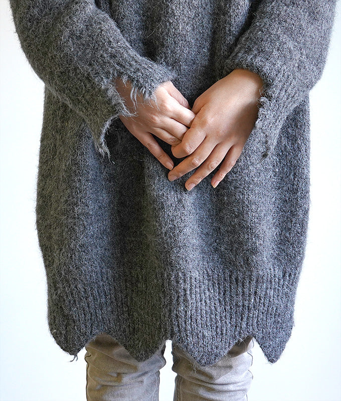 【SALE】Grunge high neck knit