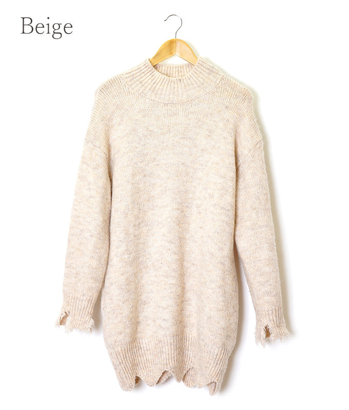 【SALE】Grunge high neck knit