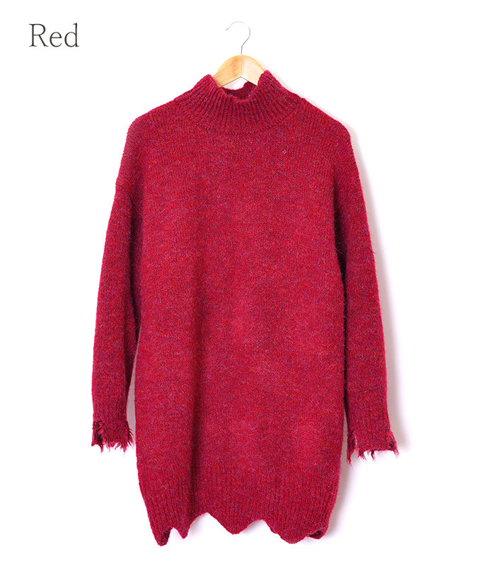 【SALE】Grunge high neck knit