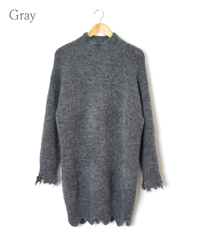 【SALE】Grunge high neck knit