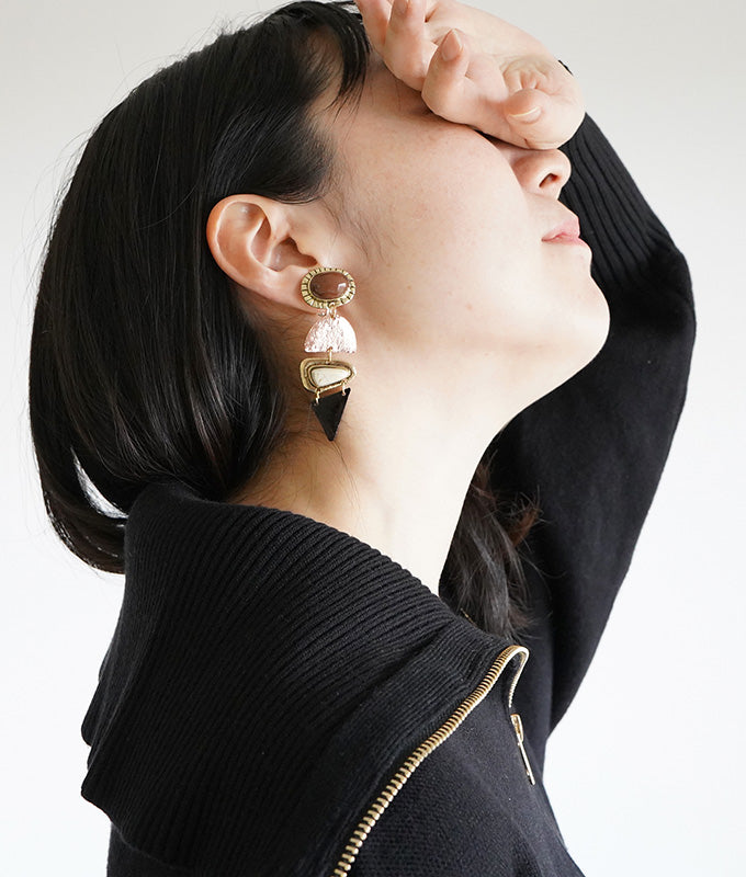 Brown marble earring