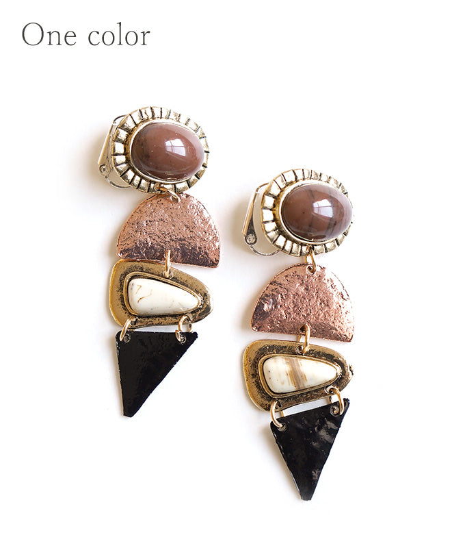 Brown marble earring
