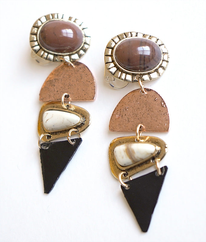 Brown marble earring