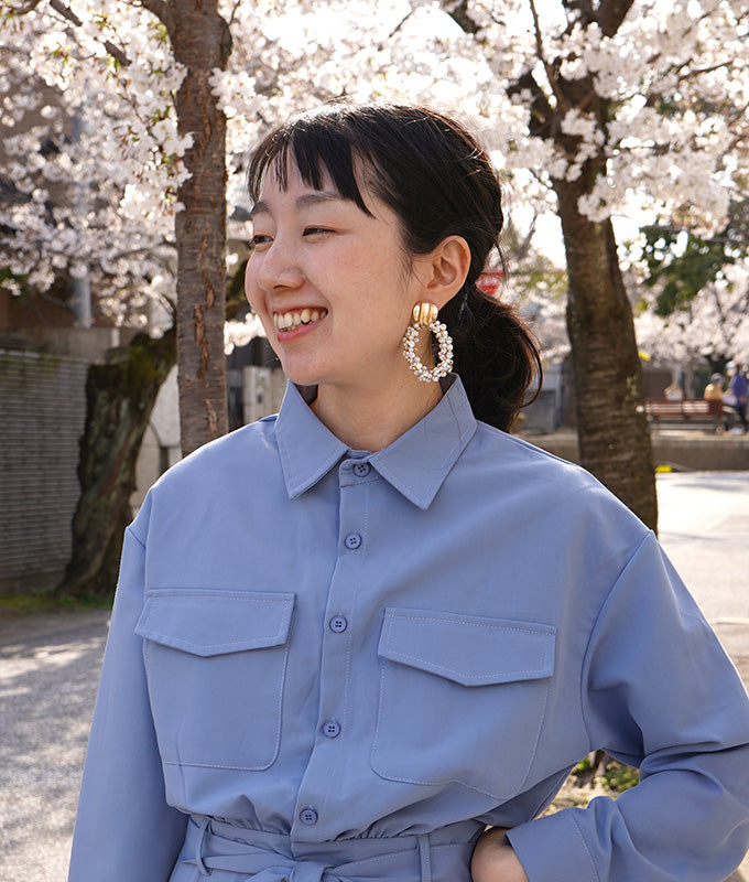 Circle pearl ear clips