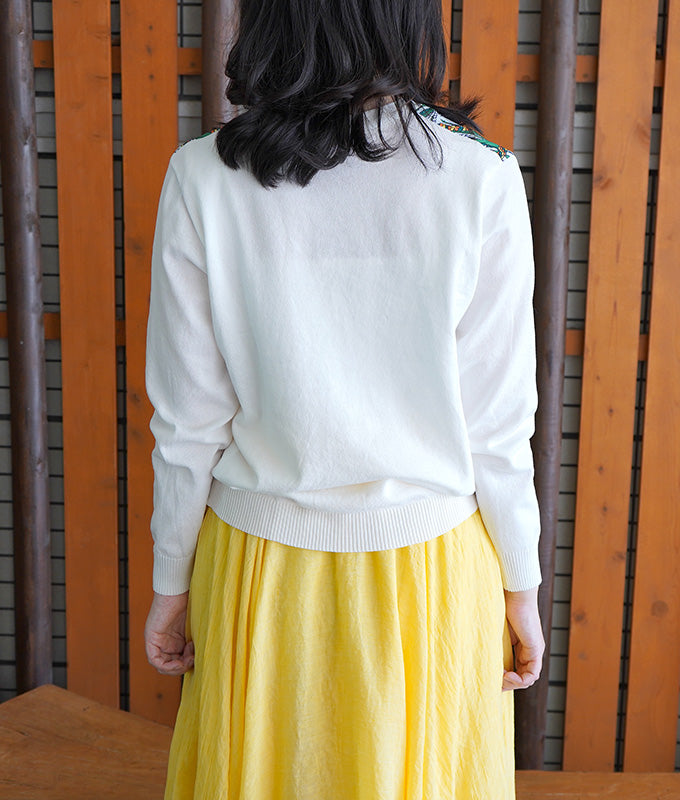 Scarf×knit cardigan