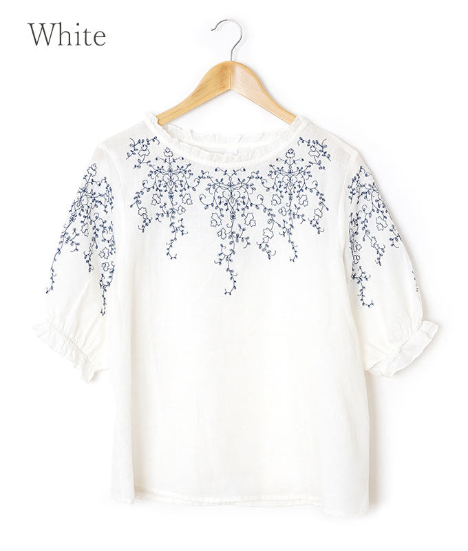 Ivy embroidary linen blouse