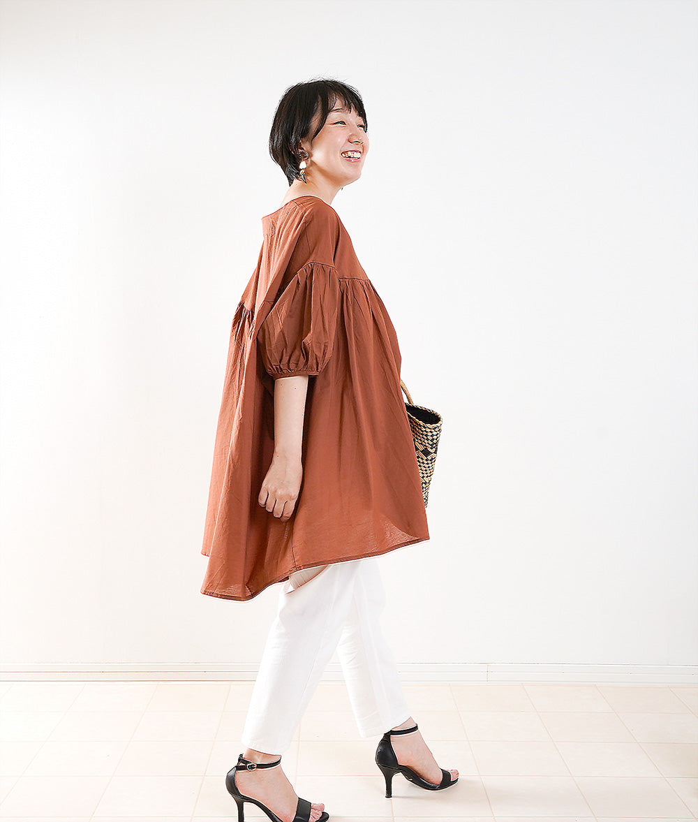 Terra cotta color big silhouette blouse