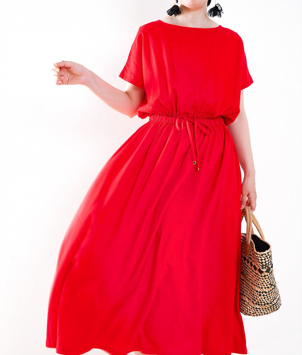 【SALE】Natural linen rayon dress