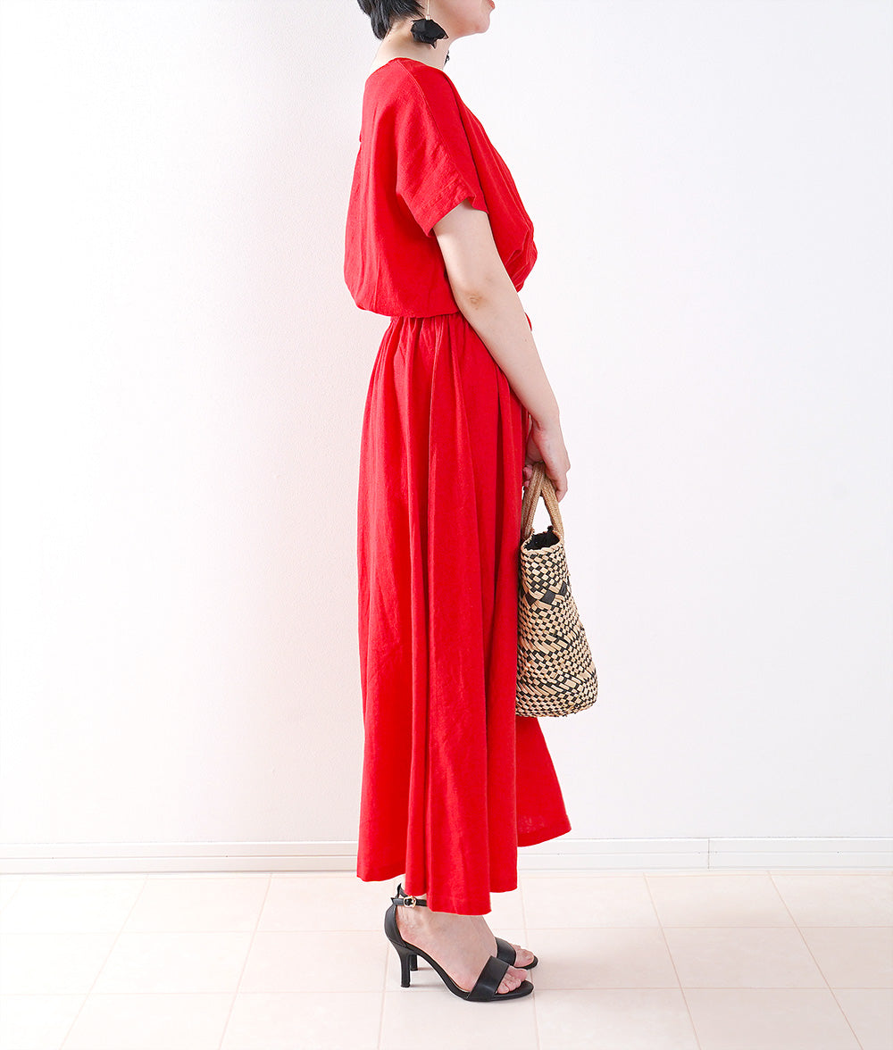 【SALE】Natural linen rayon dress