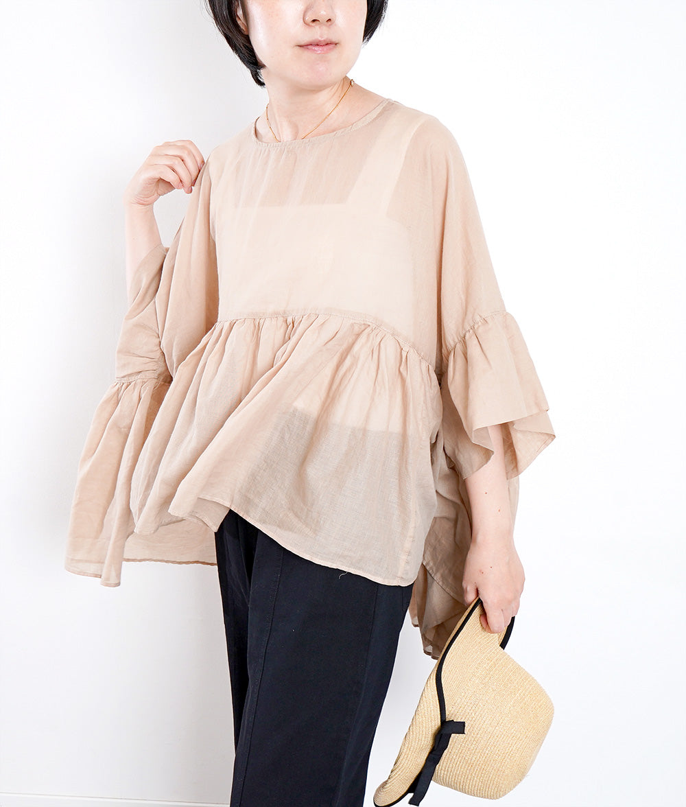 【SALE】Cotton and linen gather blouse
