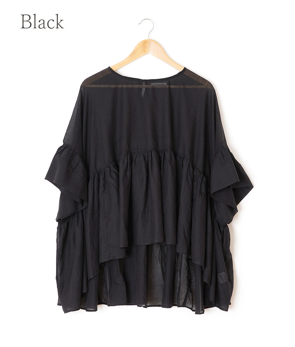 【SALE】Cotton and linen gather blouse