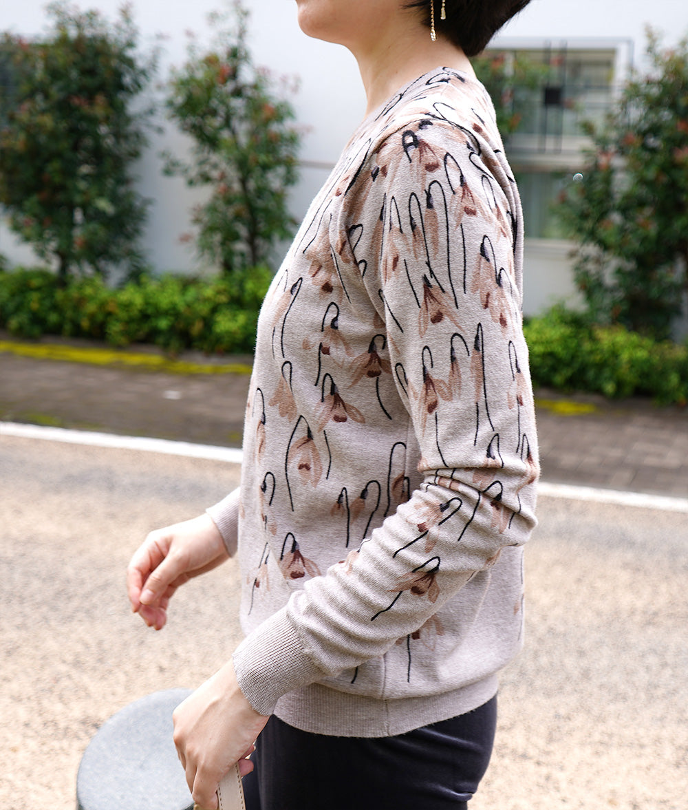 【SALE】Flower gradation print knit