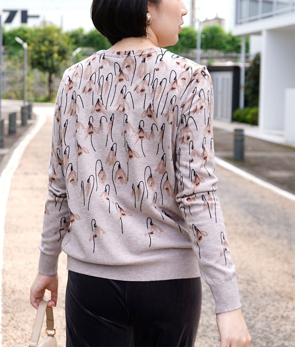【SALE】Flower gradation print knit