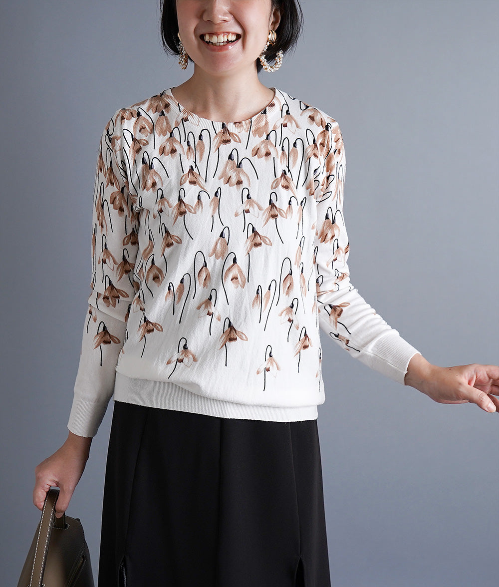 【SALE】Flower gradation print knit