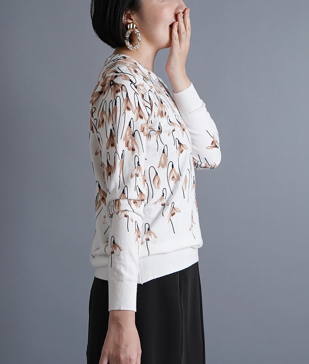 【SALE】Flower gradation print knit