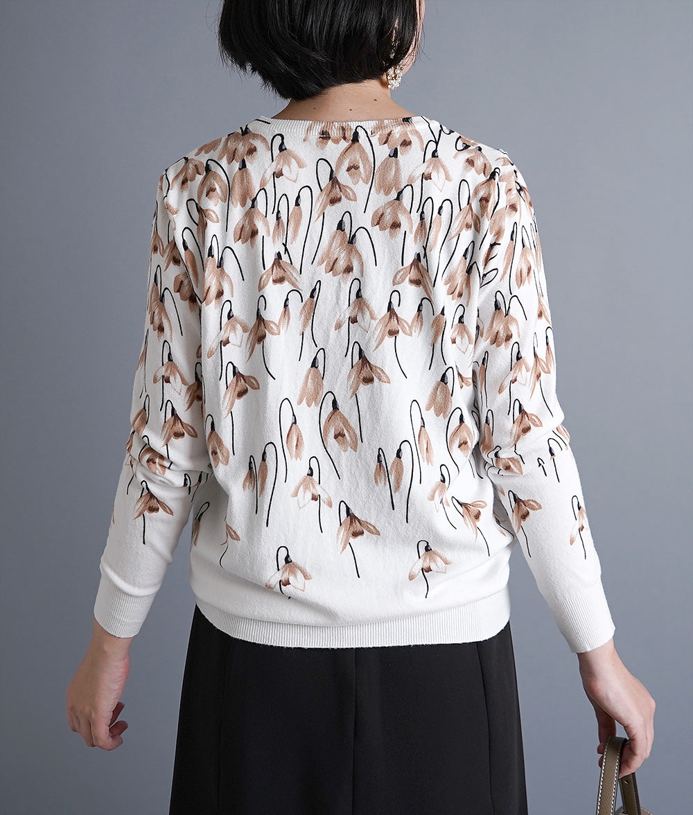【SALE】Flower gradation print knit