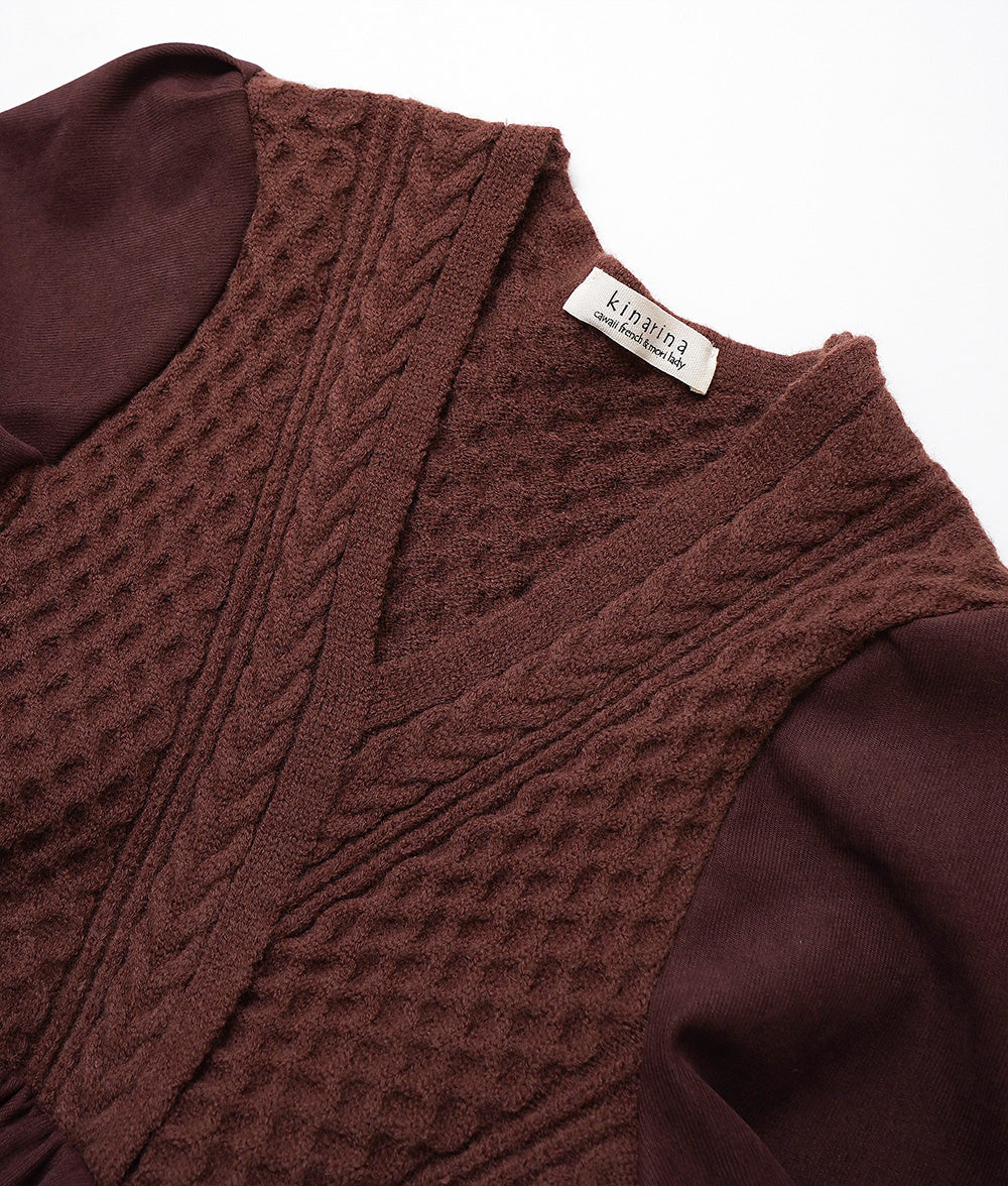 Cable knitting and suede dress
