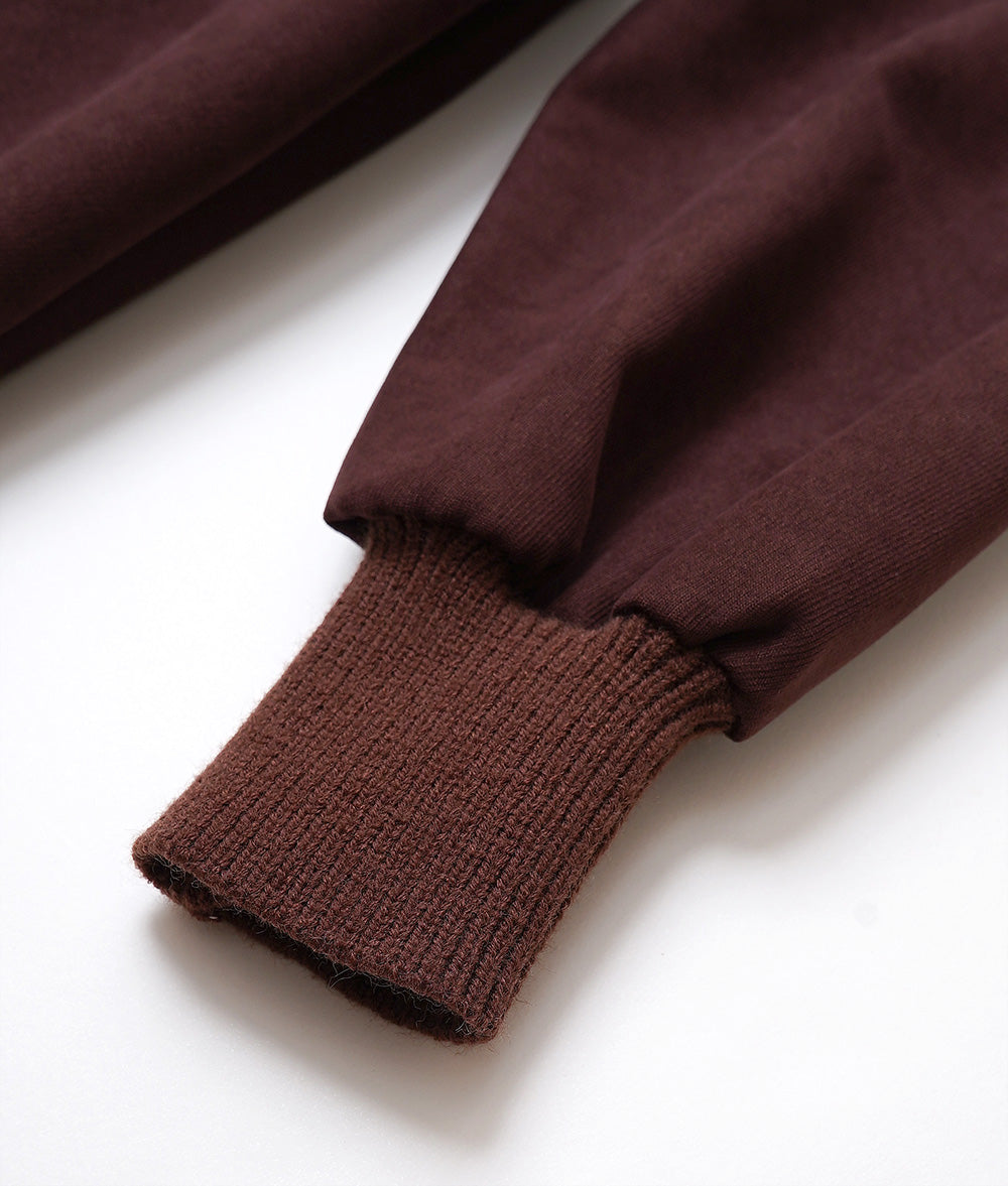Cable knitting and suede dress