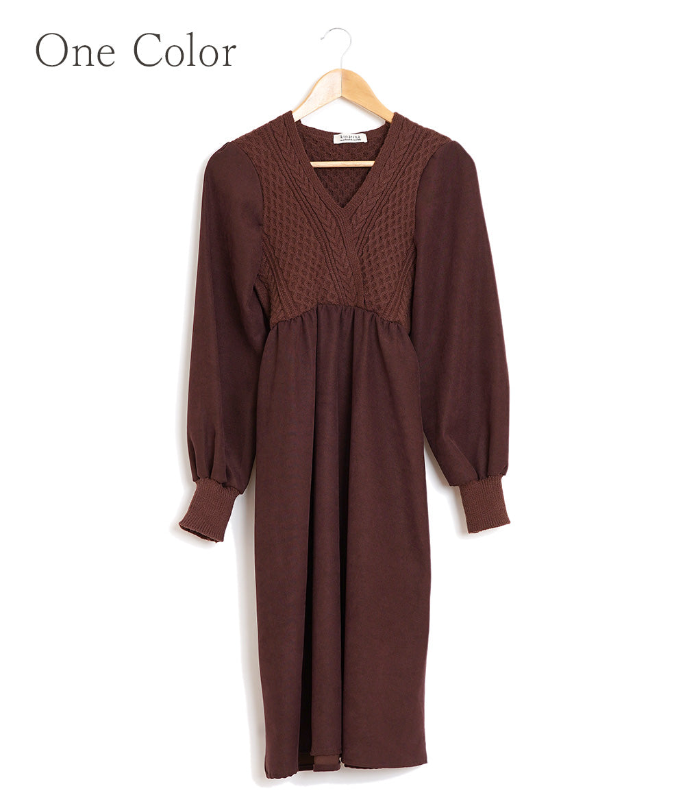 Cable knitting and suede dress