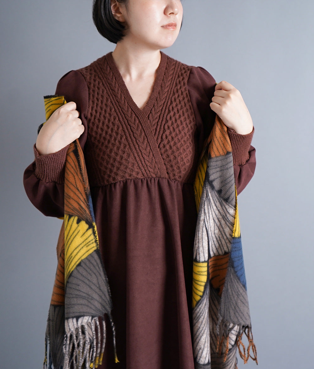 Cable knitting and suede dress