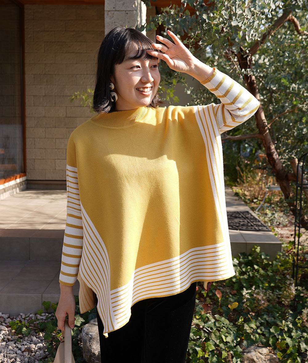 Dolman knit with border stripe trim