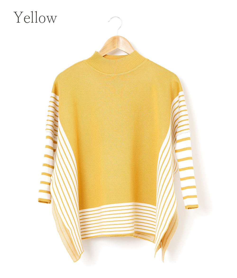 Dolman knit with border stripe trim