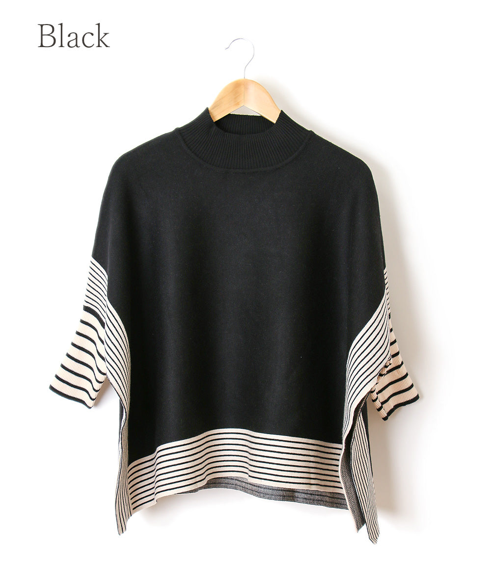 Dolman knit with border stripe trim