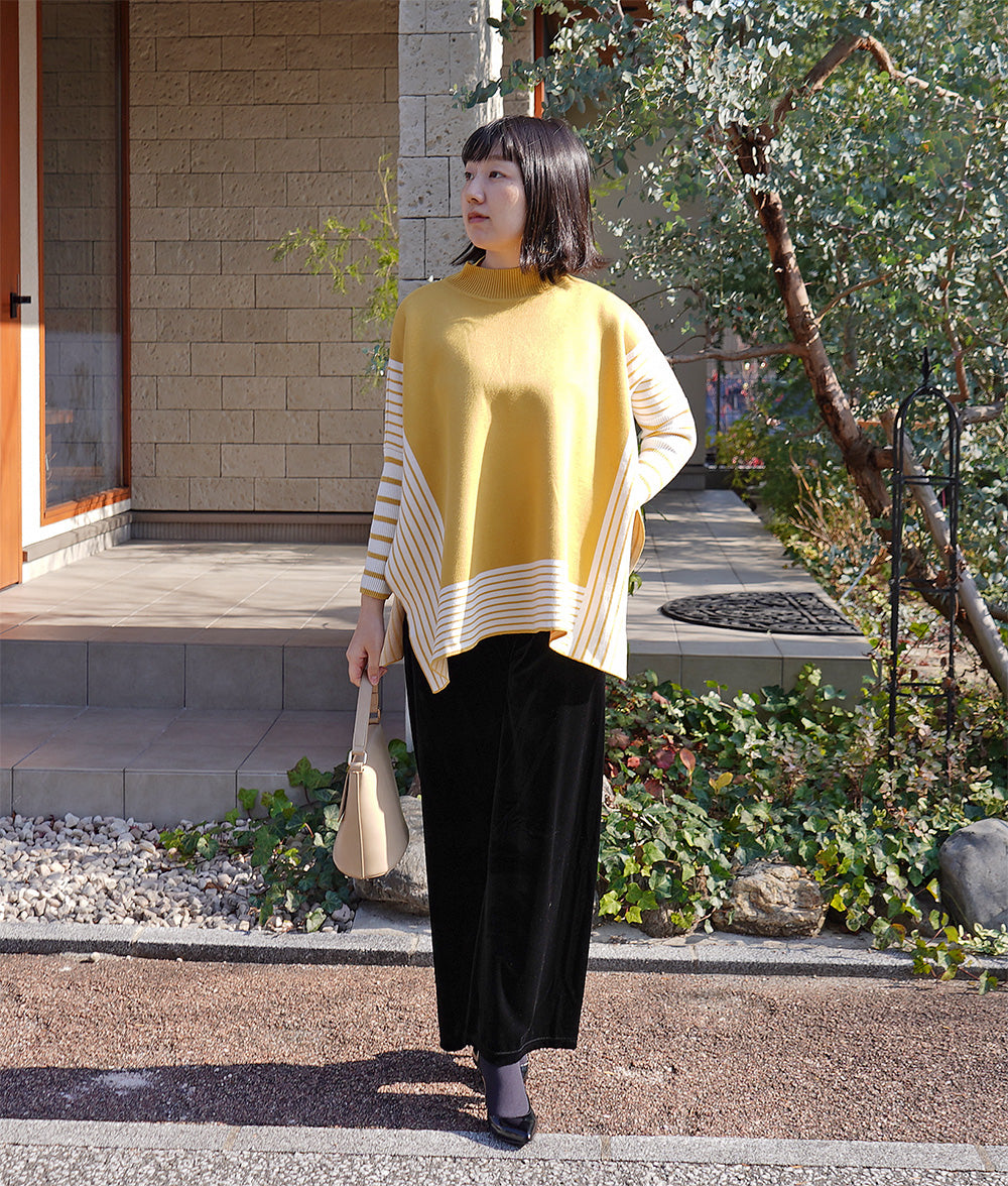 Dolman knit with border stripe trim