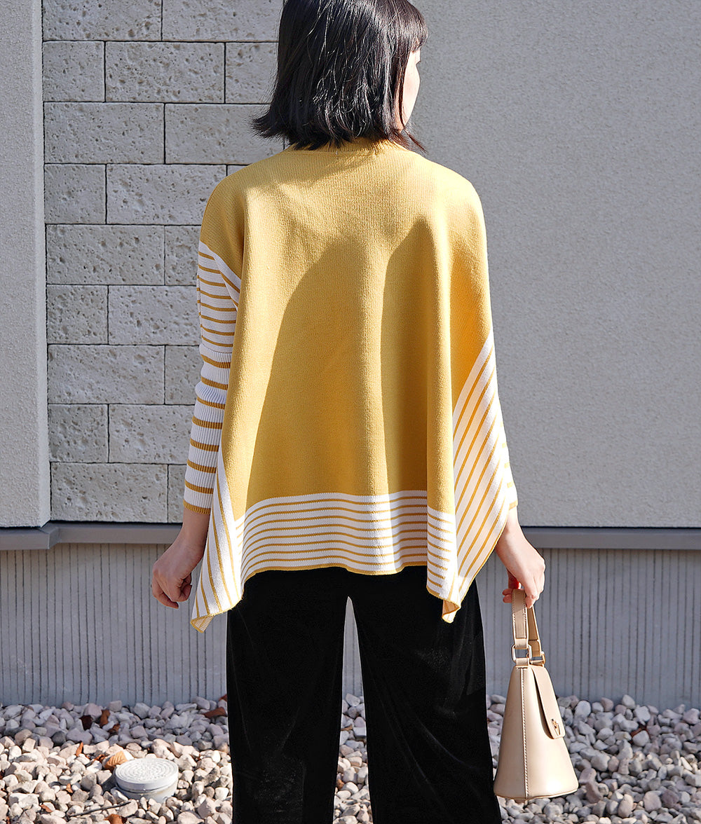 Dolman knit with border stripe trim