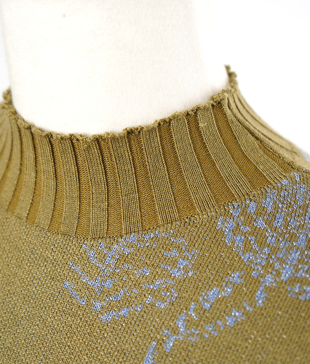 【SALE】Glittering flower-patterned knit dress