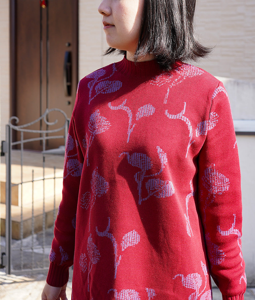 【SALE】Glittering flower-patterned knit dress
