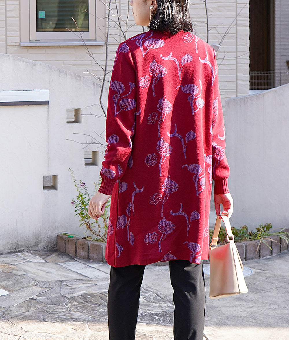 【SALE】Glittering flower-patterned knit dress