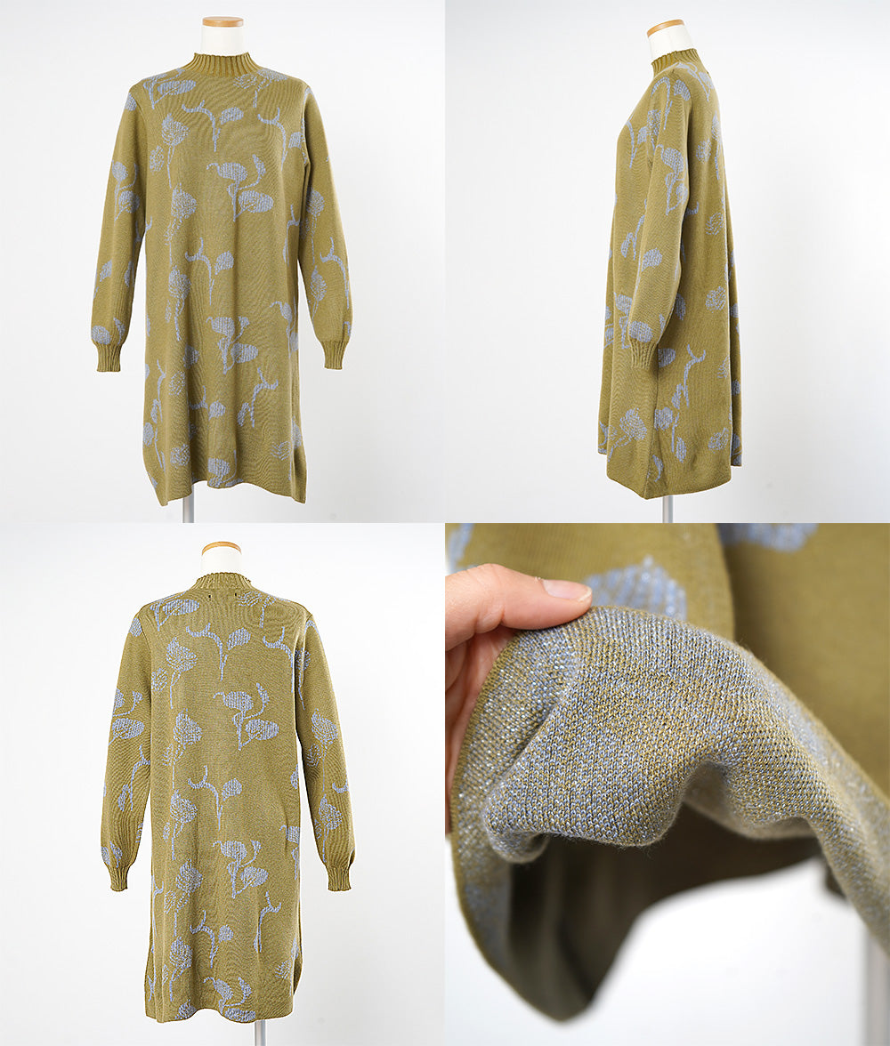 【SALE】Glittering flower-patterned knit dress