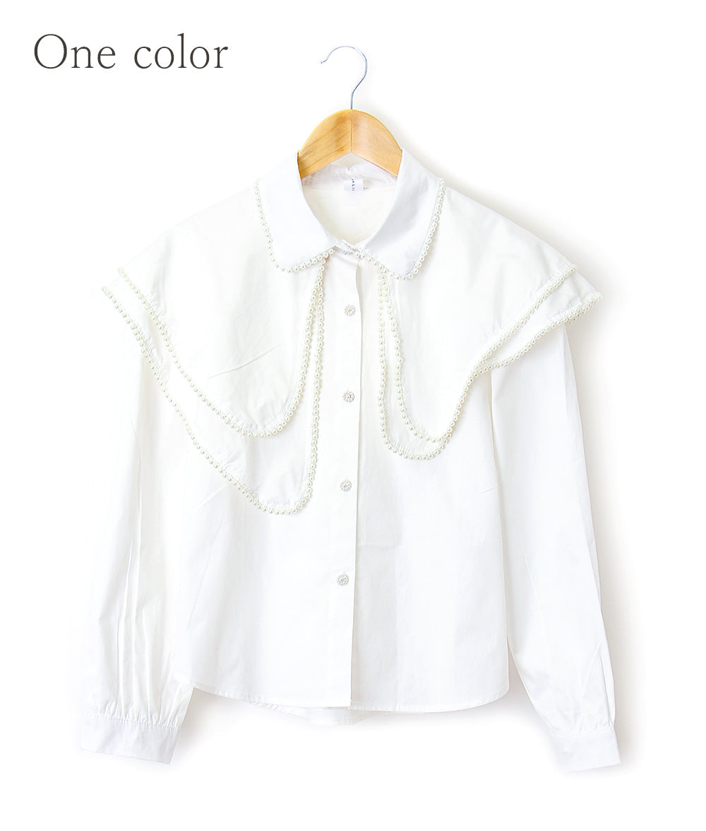 【SALE】White blouse with decorative collar