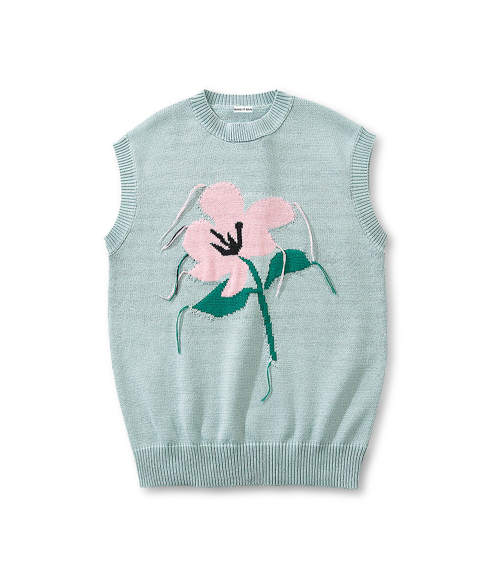 【SALE】Retro flower knit vest