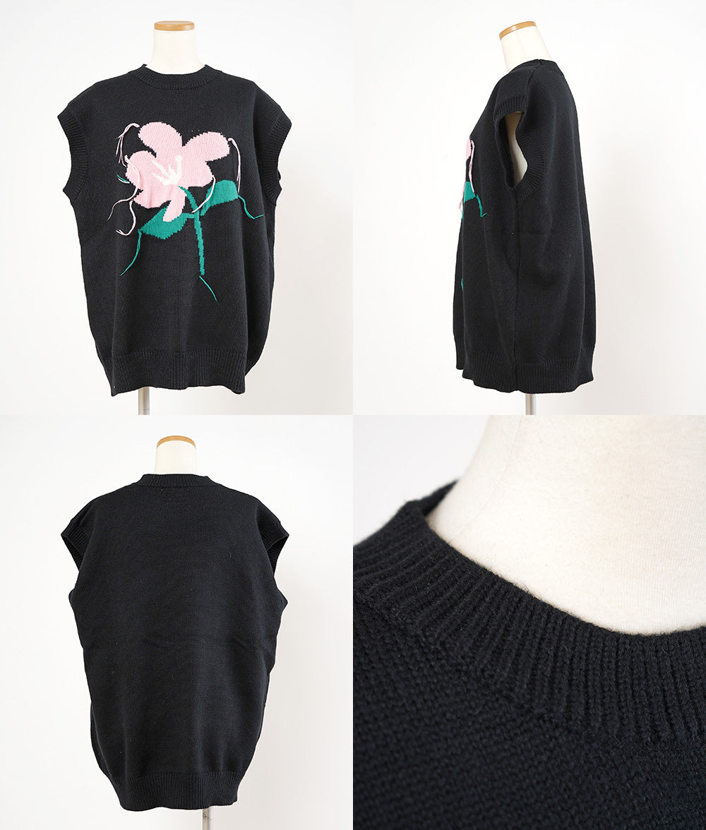 【SALE】Retro flower knit vest