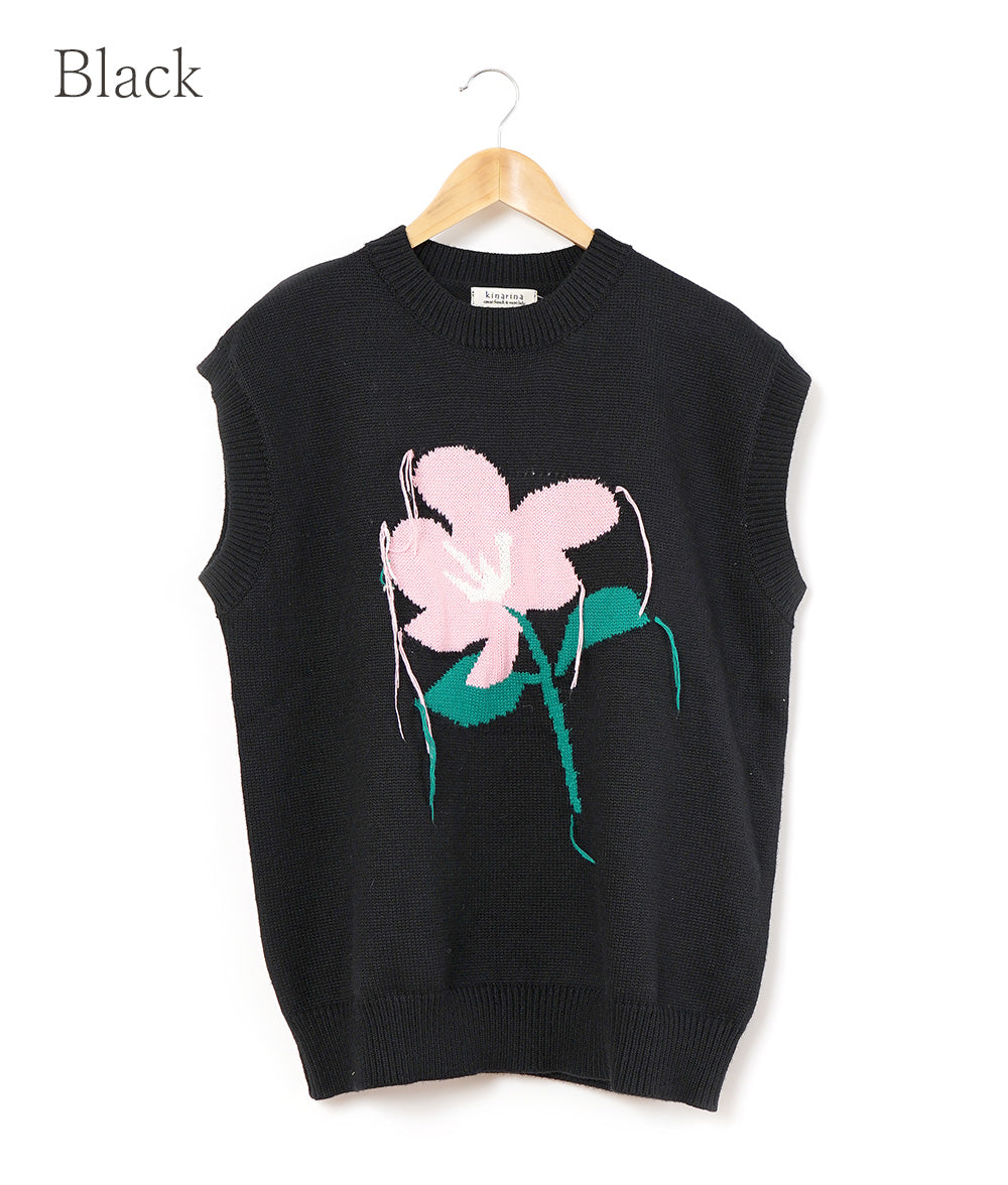 【SALE】Retro flower knit vest