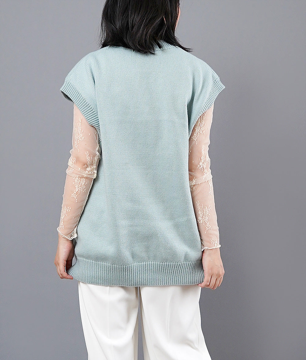 【SALE】Retro flower knit vest
