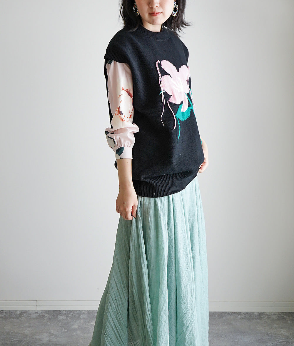 【SALE】Retro flower knit vest