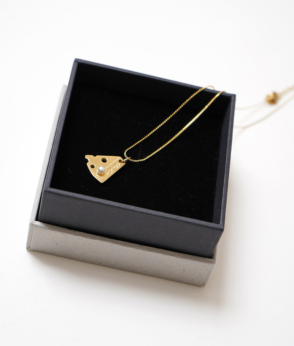 【SALE】Cheese motif gold necklace