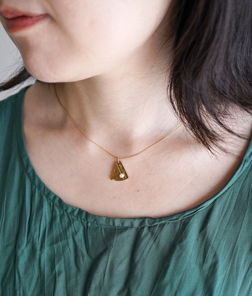 【SALE】Cheese motif gold necklace
