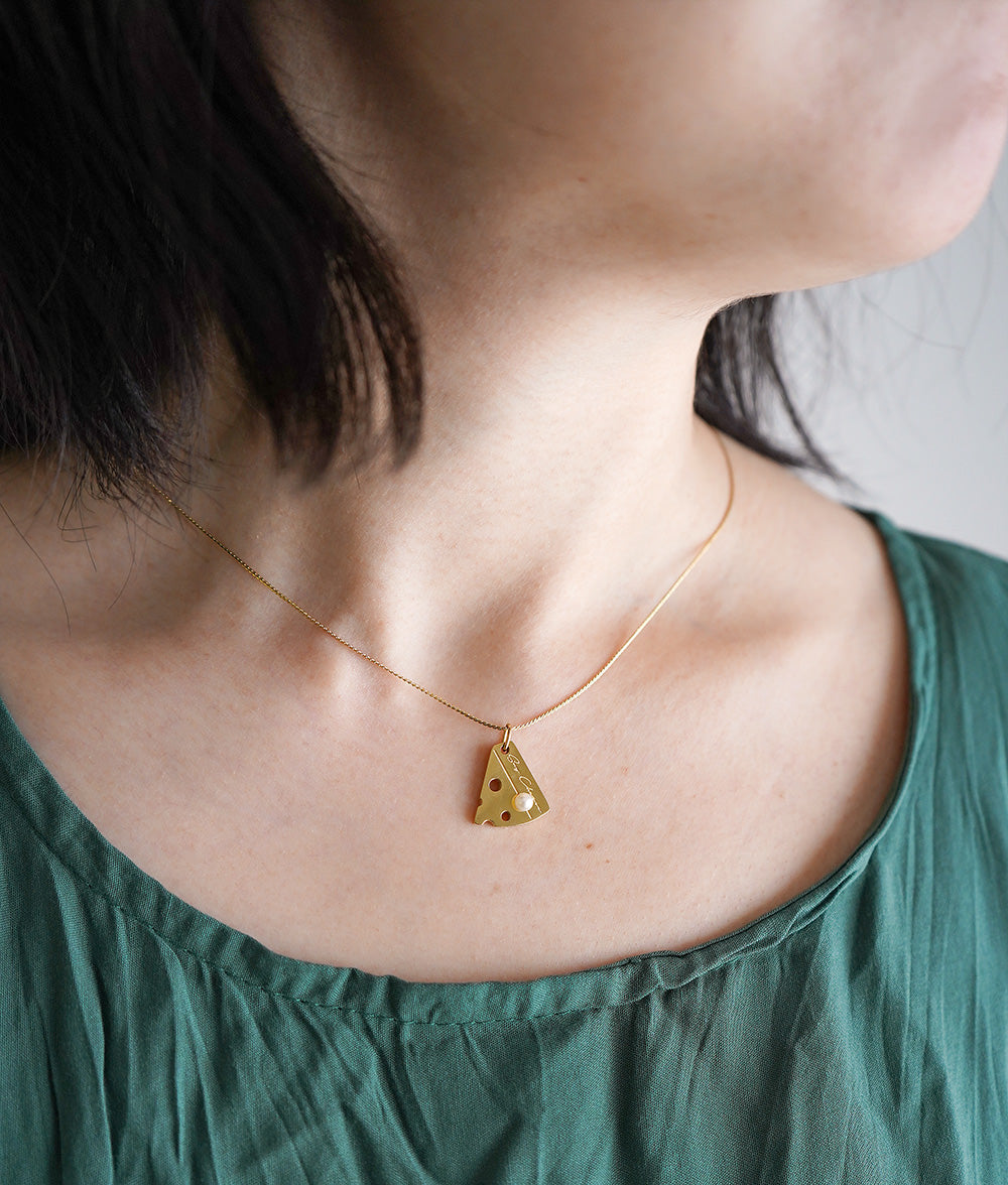 【SALE】Cheese motif gold necklace