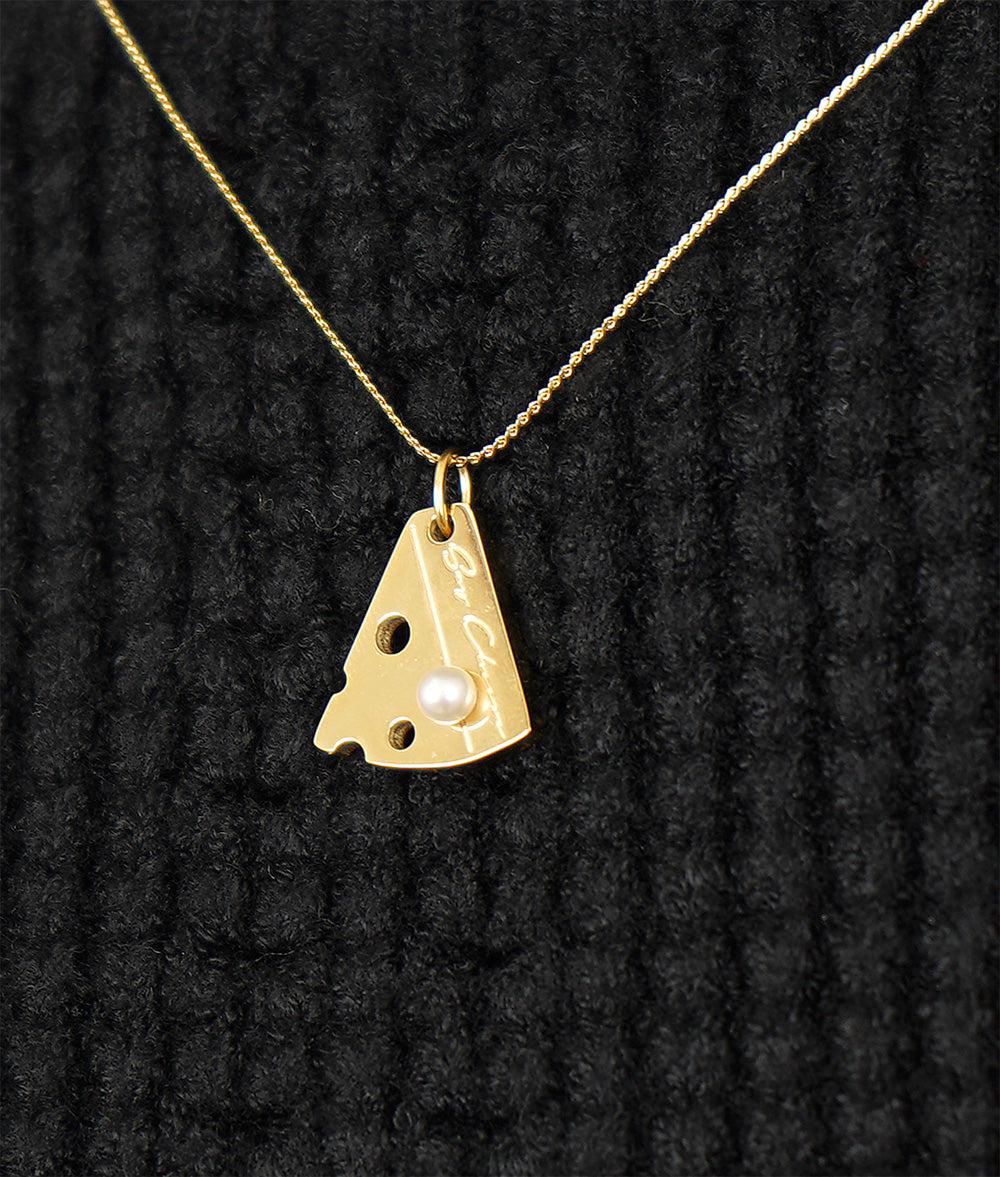 【SALE】Cheese motif gold necklace