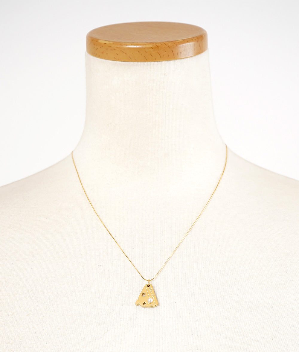 【SALE】Cheese motif gold necklace