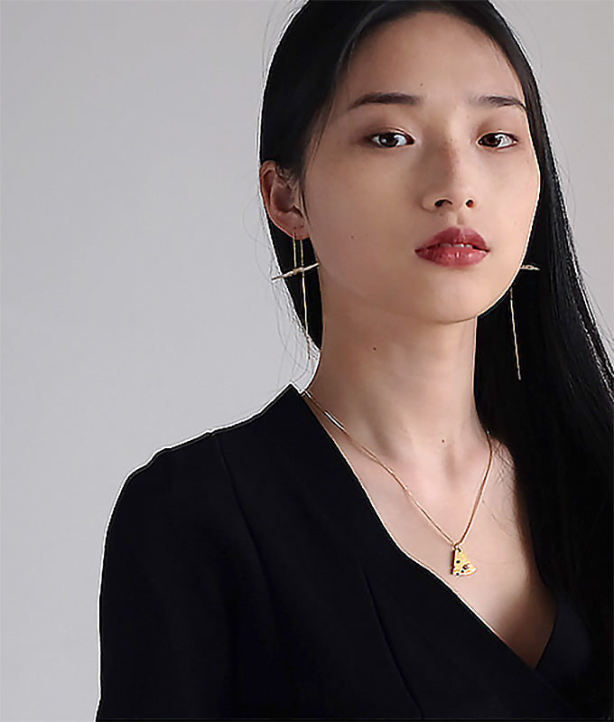 【SALE】Cheese motif gold necklace
