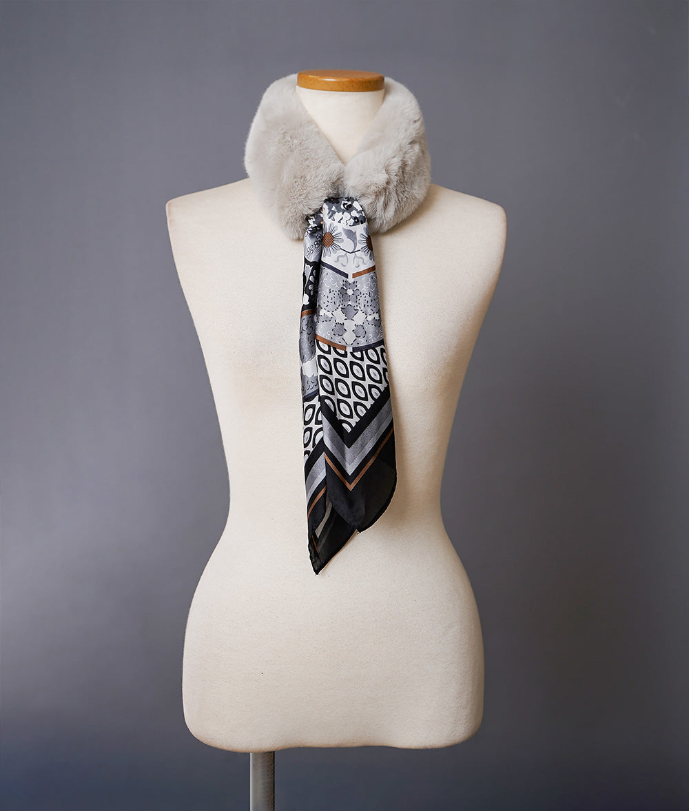 Fur and geometric scarf neck warmer