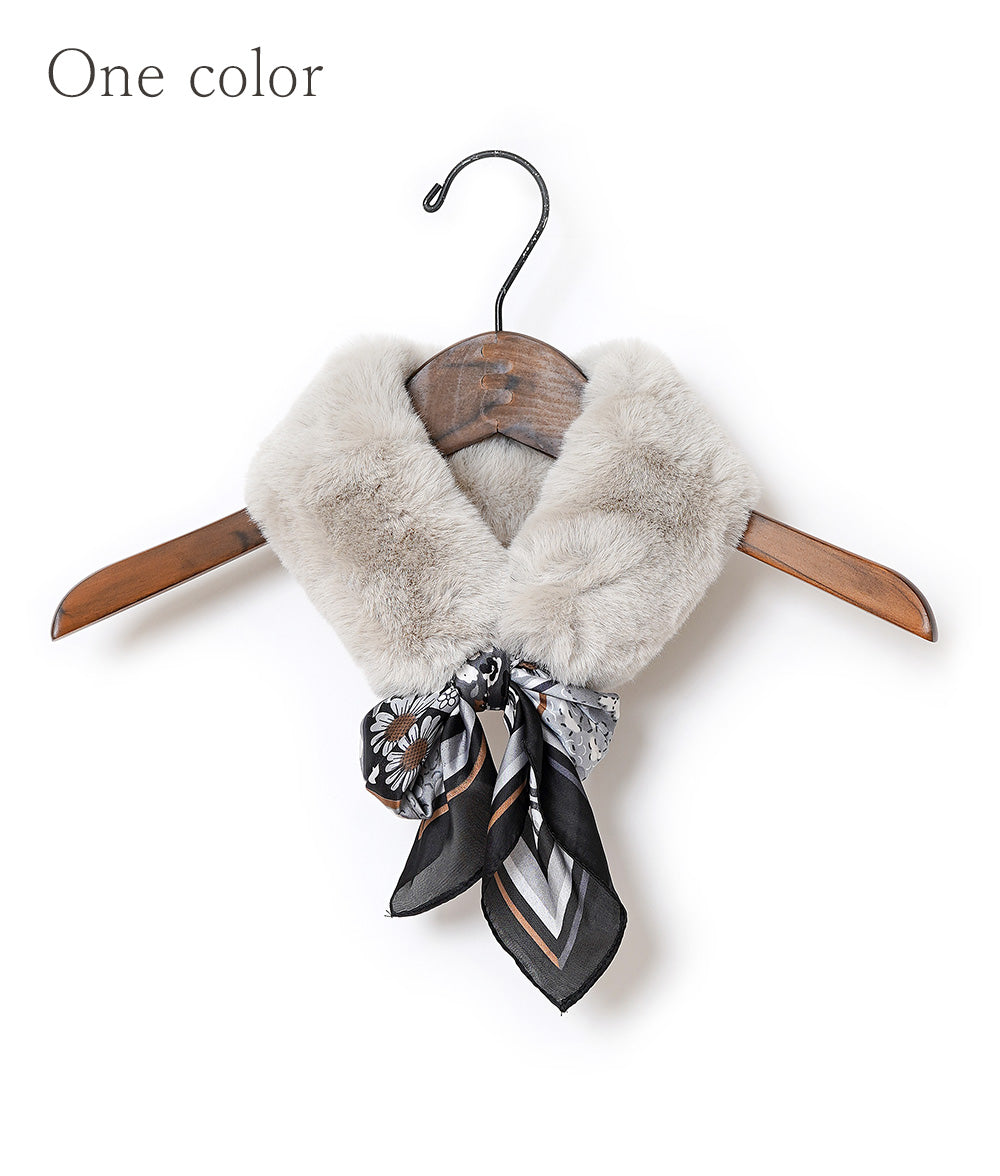 Fur and geometric scarf neck warmer