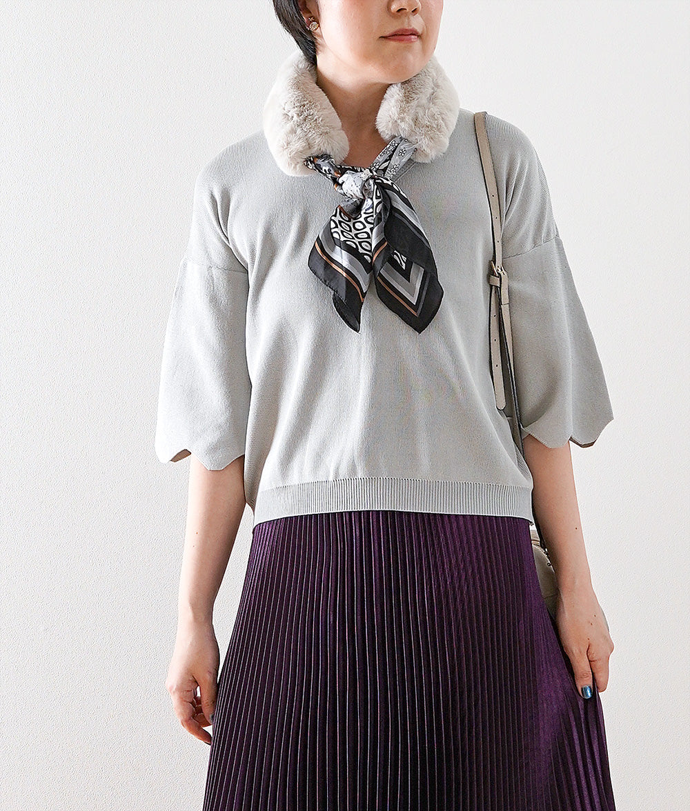 Fur and geometric scarf neck warmer